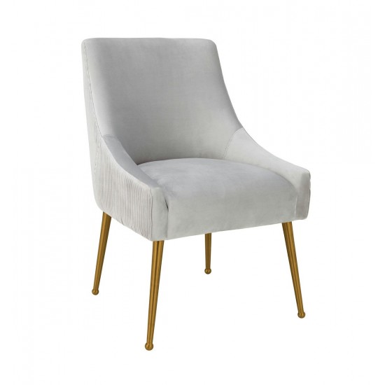 TOV Furniture Beatrix Pleated Light Grey Velvet Side Chair