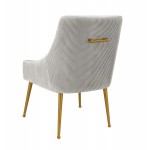 TOV Furniture Beatrix Pleated Light Grey Velvet Side Chair