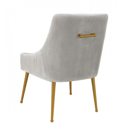 TOV Furniture Beatrix Pleated Light Grey Velvet Side Chair