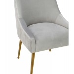 TOV Furniture Beatrix Pleated Light Grey Velvet Side Chair