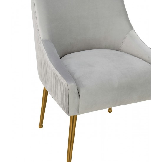 TOV Furniture Beatrix Pleated Light Grey Velvet Side Chair