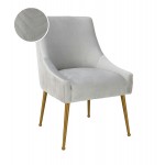 TOV Furniture Beatrix Pleated Light Grey Velvet Side Chair