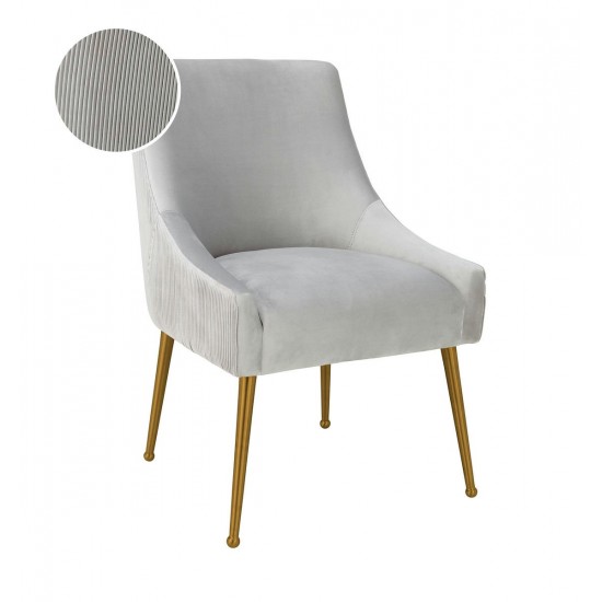 TOV Furniture Beatrix Pleated Light Grey Velvet Side Chair