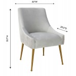 TOV Furniture Beatrix Pleated Light Grey Velvet Side Chair
