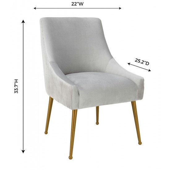 TOV Furniture Beatrix Pleated Light Grey Velvet Side Chair