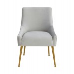 TOV Furniture Beatrix Pleated Light Grey Velvet Side Chair