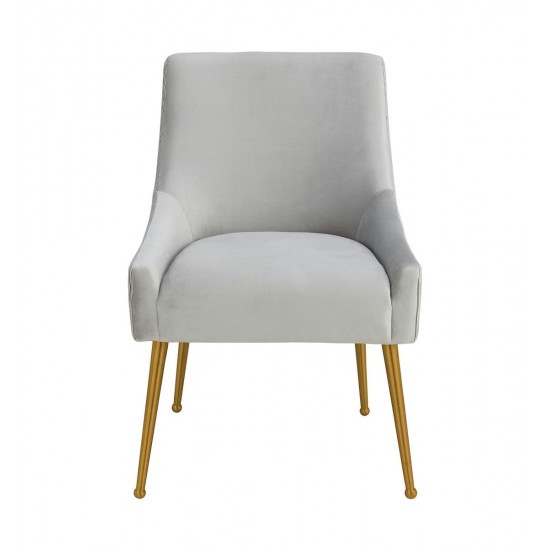 TOV Furniture Beatrix Pleated Light Grey Velvet Side Chair