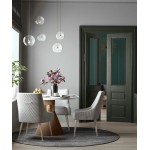 TOV Furniture Beatrix Pleated Light Grey Velvet Side Chair - Silver Legs