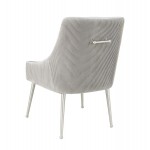 TOV Furniture Beatrix Pleated Light Grey Velvet Side Chair - Silver Legs