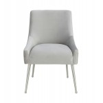 TOV Furniture Beatrix Pleated Light Grey Velvet Side Chair - Silver Legs