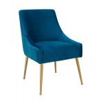 TOV Furniture Beatrix Pleated Navy Velvet Side Chair