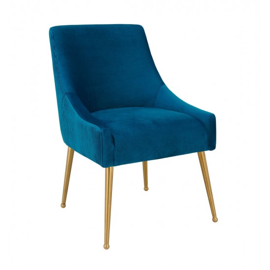 TOV Furniture Beatrix Pleated Navy Velvet Side Chair