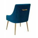 TOV Furniture Beatrix Pleated Navy Velvet Side Chair