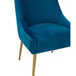 TOV Furniture Beatrix Pleated Navy Velvet Side Chair