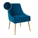 TOV Furniture Beatrix Pleated Navy Velvet Side Chair