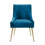 TOV Furniture Beatrix Pleated Navy Velvet Side Chair