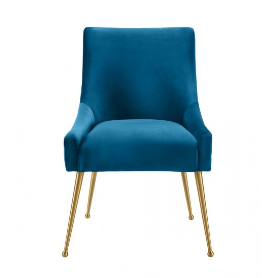 TOV Furniture Beatrix Pleated Navy Velvet Side Chair