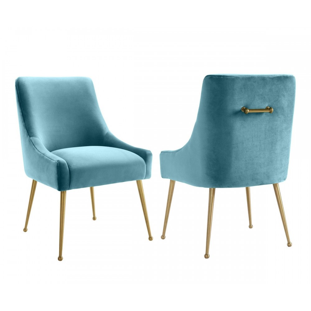 TOV Furniture Beatrix Sea Blue Velvet Side Chair