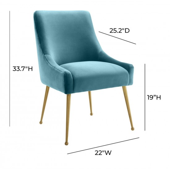 TOV Furniture Beatrix Sea Blue Velvet Side Chair