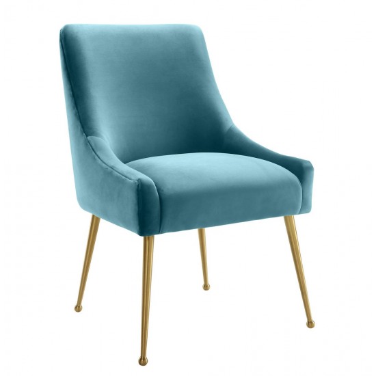 TOV Furniture Beatrix Sea Blue Velvet Side Chair