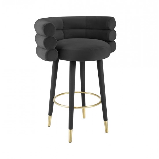 TOV Furniture Betty Black Velvet Barstool