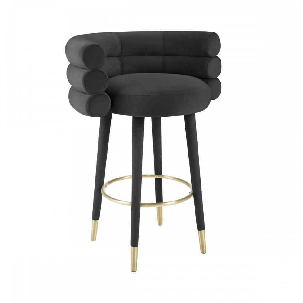 TOV Furniture Betty Black Velvet Barstool