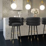 TOV Furniture Betty Black Velvet Barstool