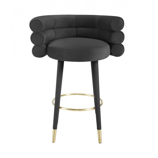 TOV Furniture Betty Black Velvet Barstool