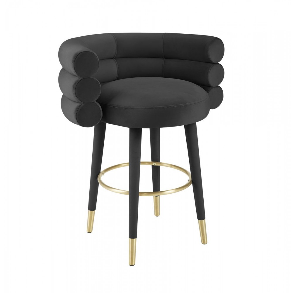 TOV Furniture Betty Black Velvet Counter Stool