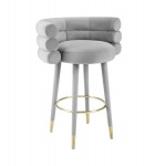 TOV Furniture Betty Grey Velvet Barstool