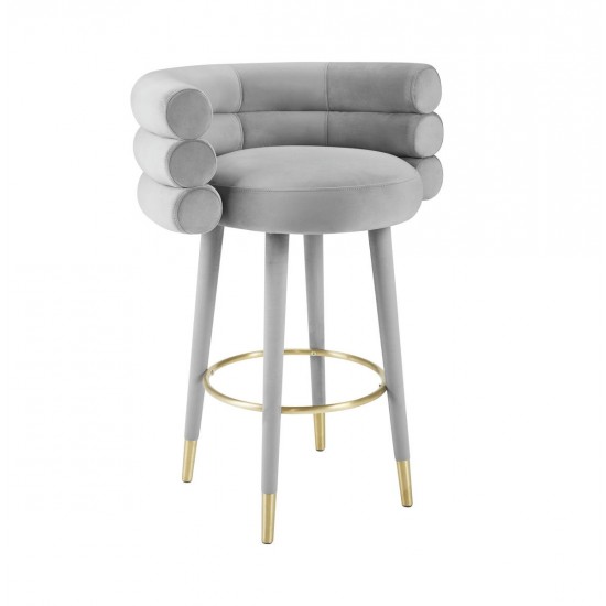 TOV Furniture Betty Grey Velvet Barstool