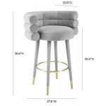 TOV Furniture Betty Grey Velvet Barstool