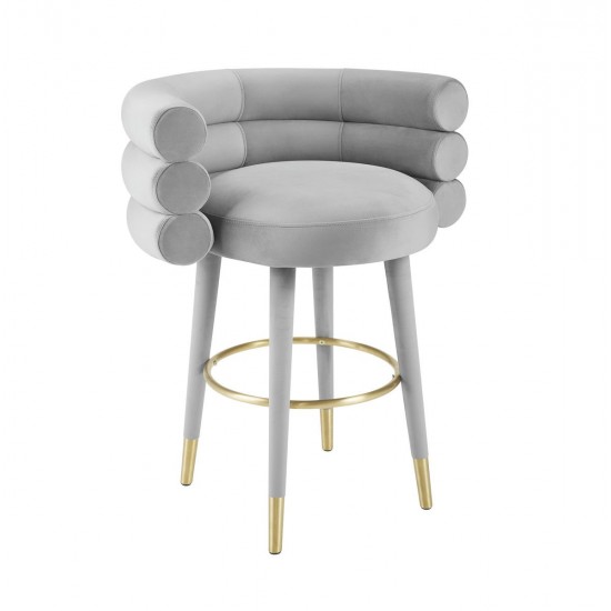 TOV Furniture Betty Grey Velvet Counter Stool