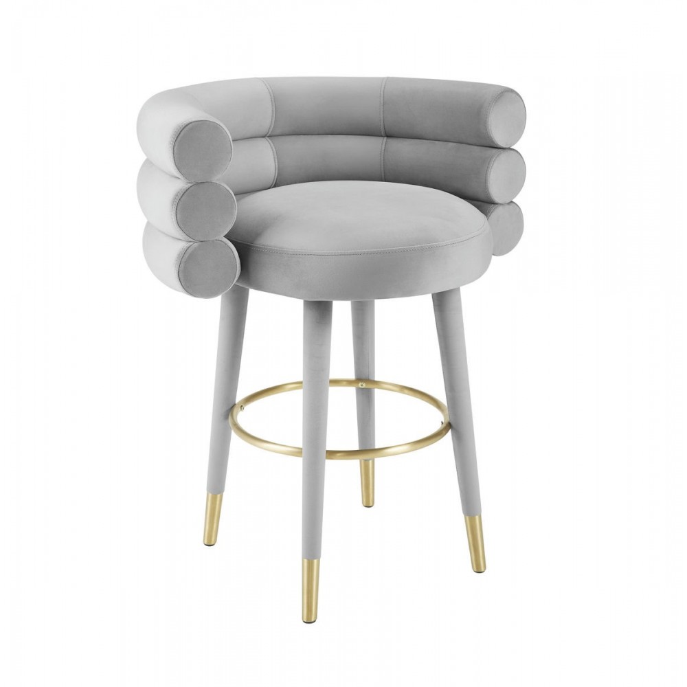 TOV Furniture Betty Grey Velvet Counter Stool