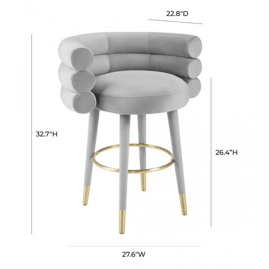 TOV Furniture Betty Grey Velvet Counter Stool