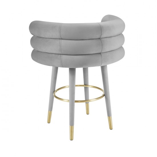 TOV Furniture Betty Grey Velvet Counter Stool