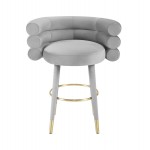 TOV Furniture Betty Grey Velvet Counter Stool