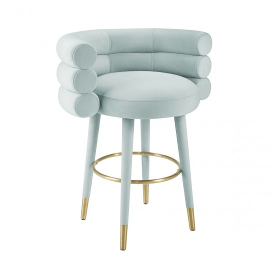 TOV Furniture Betty Sea Foam Green Velvet Counter Stool