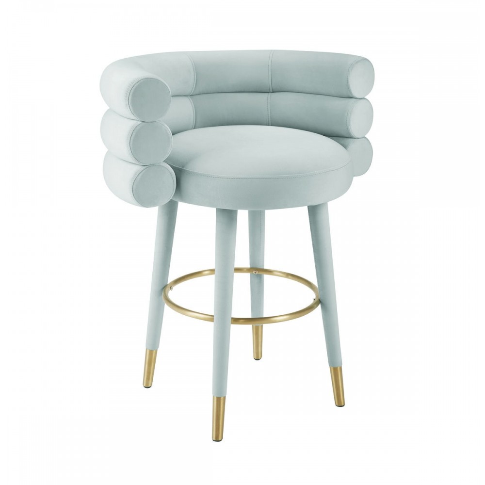 TOV Furniture Betty Sea Foam Green Velvet Counter Stool