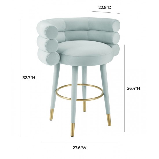 TOV Furniture Betty Sea Foam Green Velvet Counter Stool