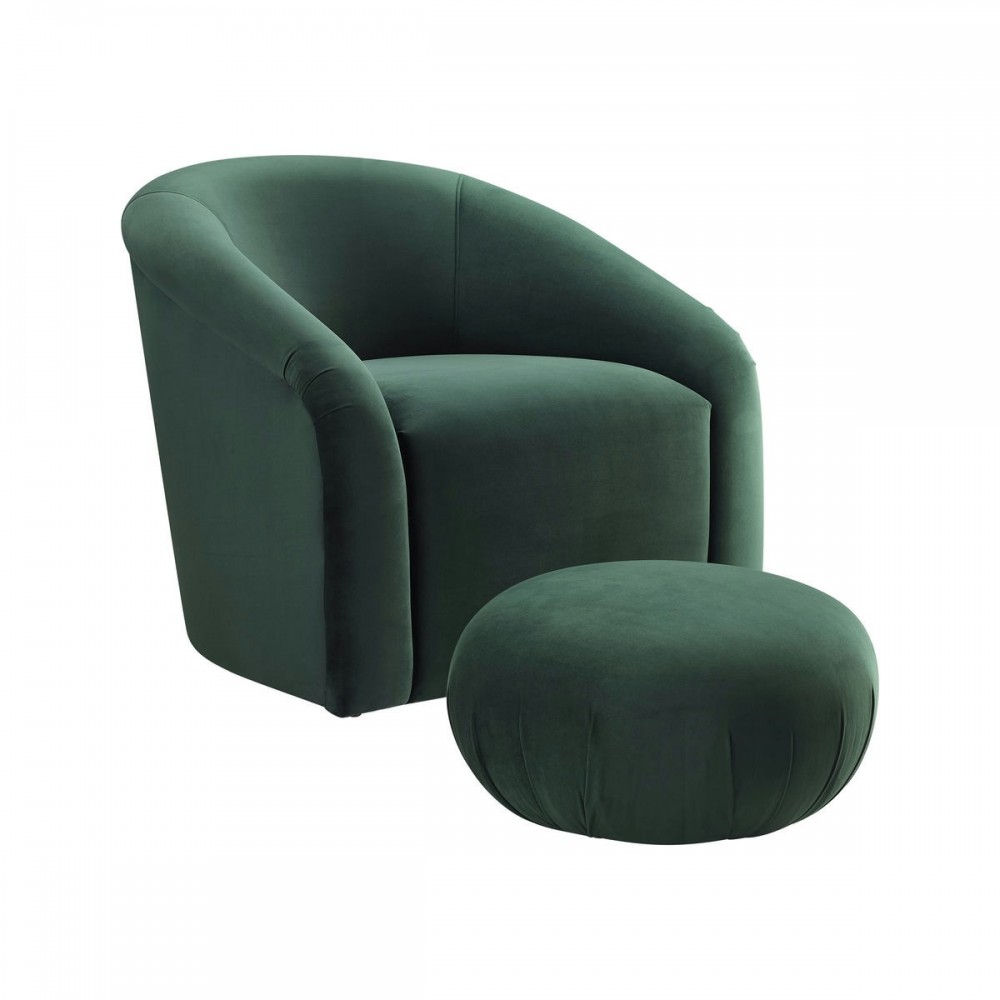 TOV Furniture Boboli Forest Green Velvet Chair + Ottoman Set TOV Furniture Boboli Forest Green Velvet Chair + Ottoman Set