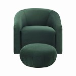 TOV Furniture Boboli Forest Green Velvet Chair + Ottoman Set