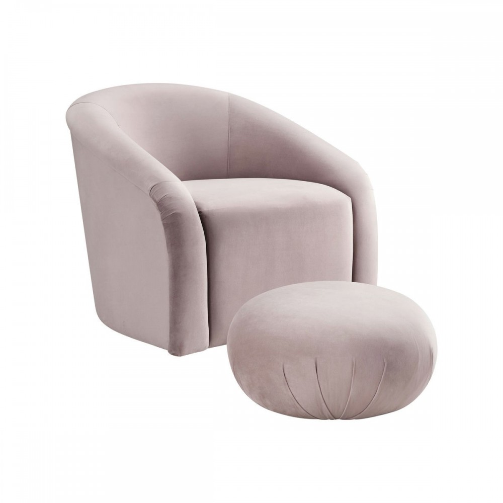 TOV Furniture Boboli Mauve Velvet Chair + Ottoman Set