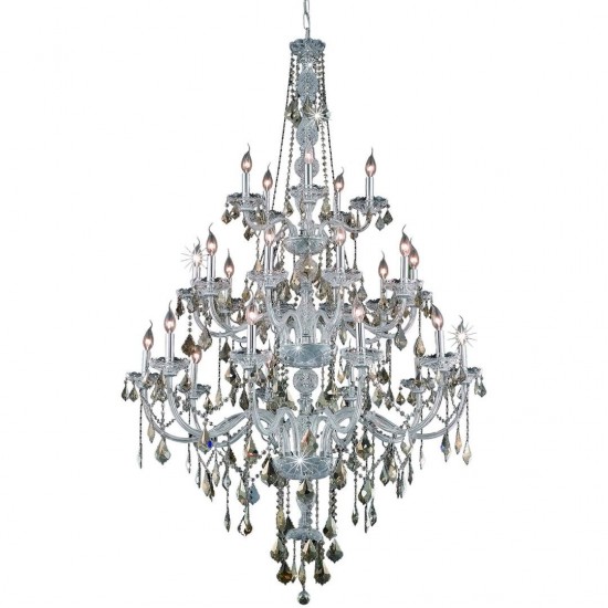 Elegant Lighting Verona 25 Light Chrome Chandelier Golden Teak (Smoky) Swarovski Elements Crystal