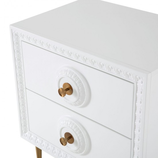 TOV Furniture Bovey White Lacquer Side Table