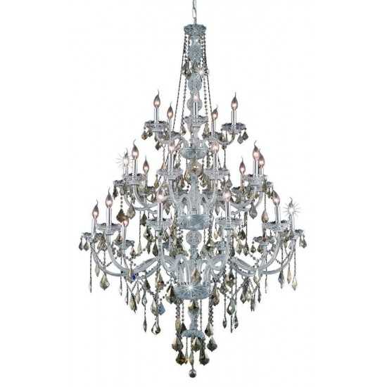 Elegant Lighting Verona 25 Light Chrome Chandelier Golden Teak (Smoky) Swarovski Elements Crystal