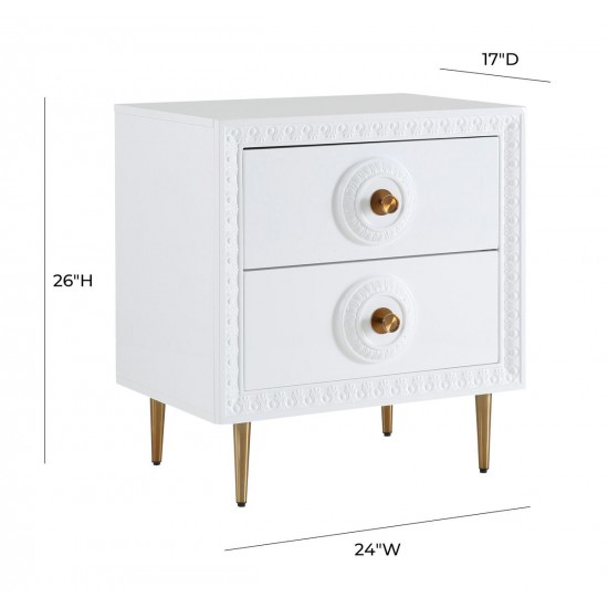 TOV Furniture Bovey White Lacquer Side Table