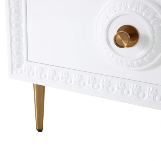 TOV Furniture Bovey White Lacquer Side Table
