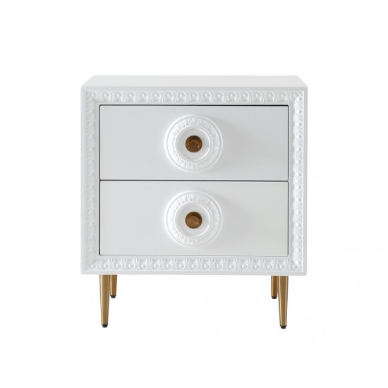 TOV Furniture Bovey White Lacquer Side Table