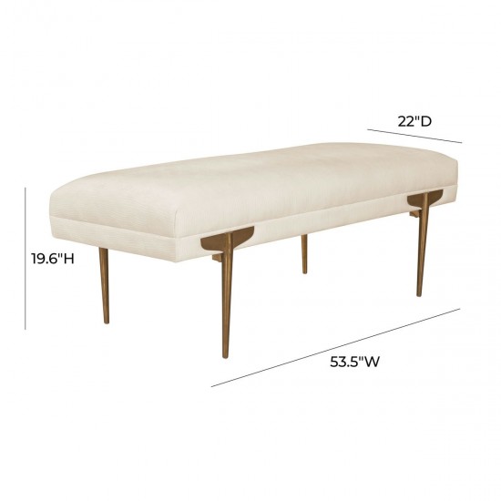 TOV Furniture Brno White Waived Velvet Bench